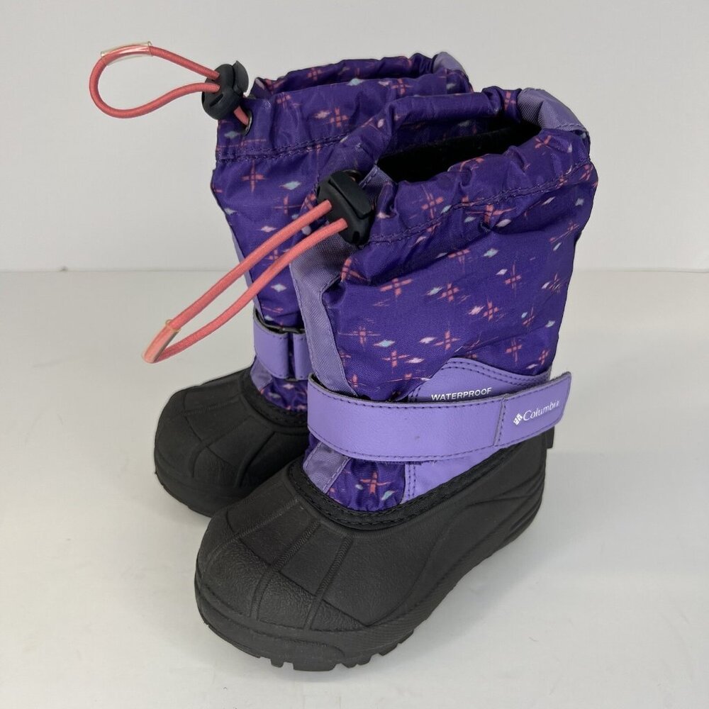 Columbia Big Kids’ Powderbug™ Forty Boots Size 8 Purple and Black Snow/Rain